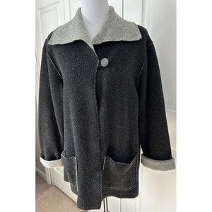 Jones New York Women’s Wool Blend Coatigan Blazer Gray Lightweight Jacket Size S